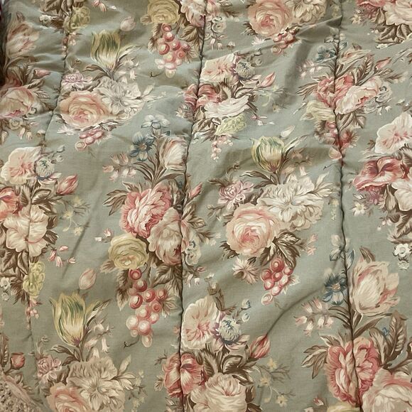 Ralph Lauren Sage Green CHARLOTTE Floral Cottage Roses FULL/QUEEN Comforter NICE - Picture 1 of 7